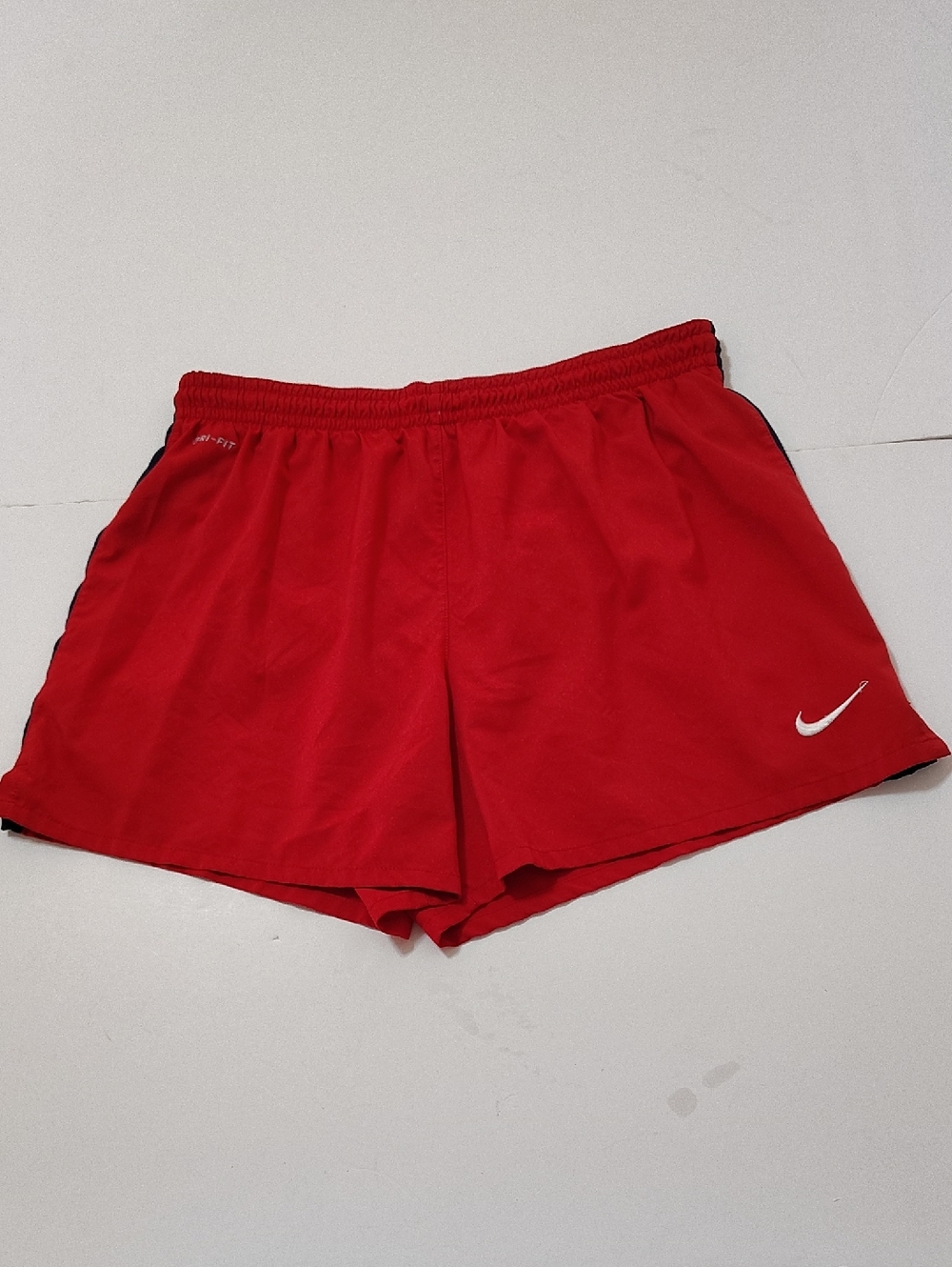 Nike Red Athletic Running Shorts with White Swoosh - Size M
